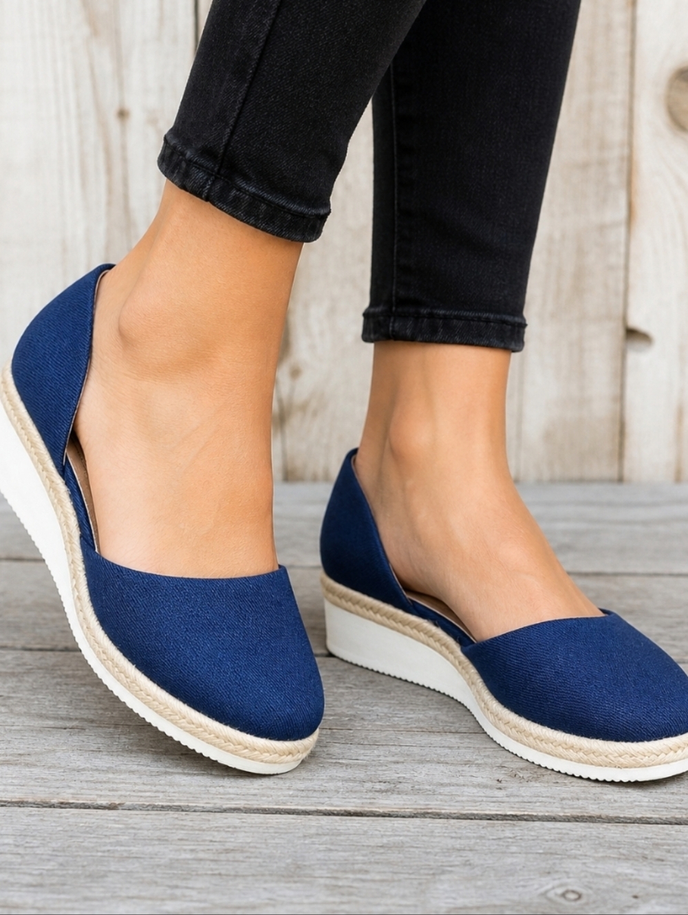 Life Stride Cassidy Coastal Minimalist Platform Espadrille Wedge Flats 6.5M